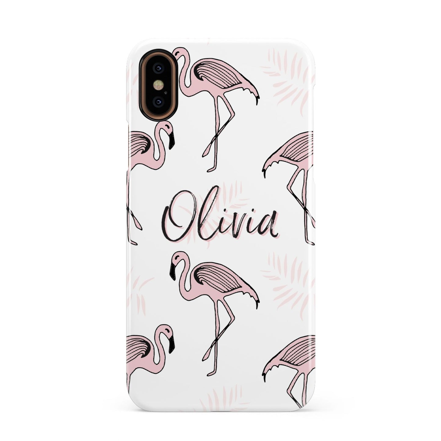 Personalised Cute Pink Flamingo Apple iPhone XS 3D Snap Case