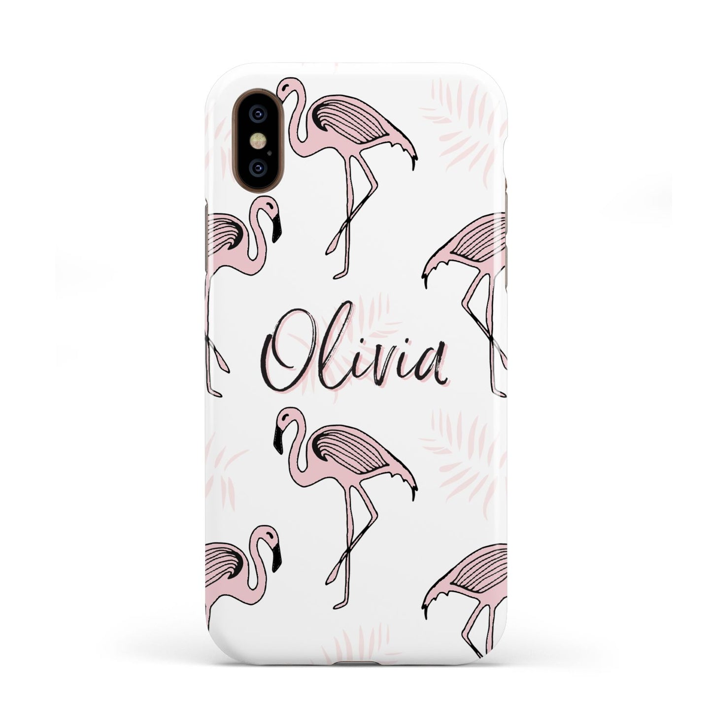 Personalised Cute Pink Flamingo Apple iPhone XS 3D Tough