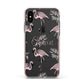 Personalised Cute Pink Flamingo Apple iPhone Xs Impact Case Pink Edge on Black Phone