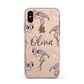 Personalised Cute Pink Flamingo Apple iPhone Xs Impact Case Pink Edge on Gold Phone