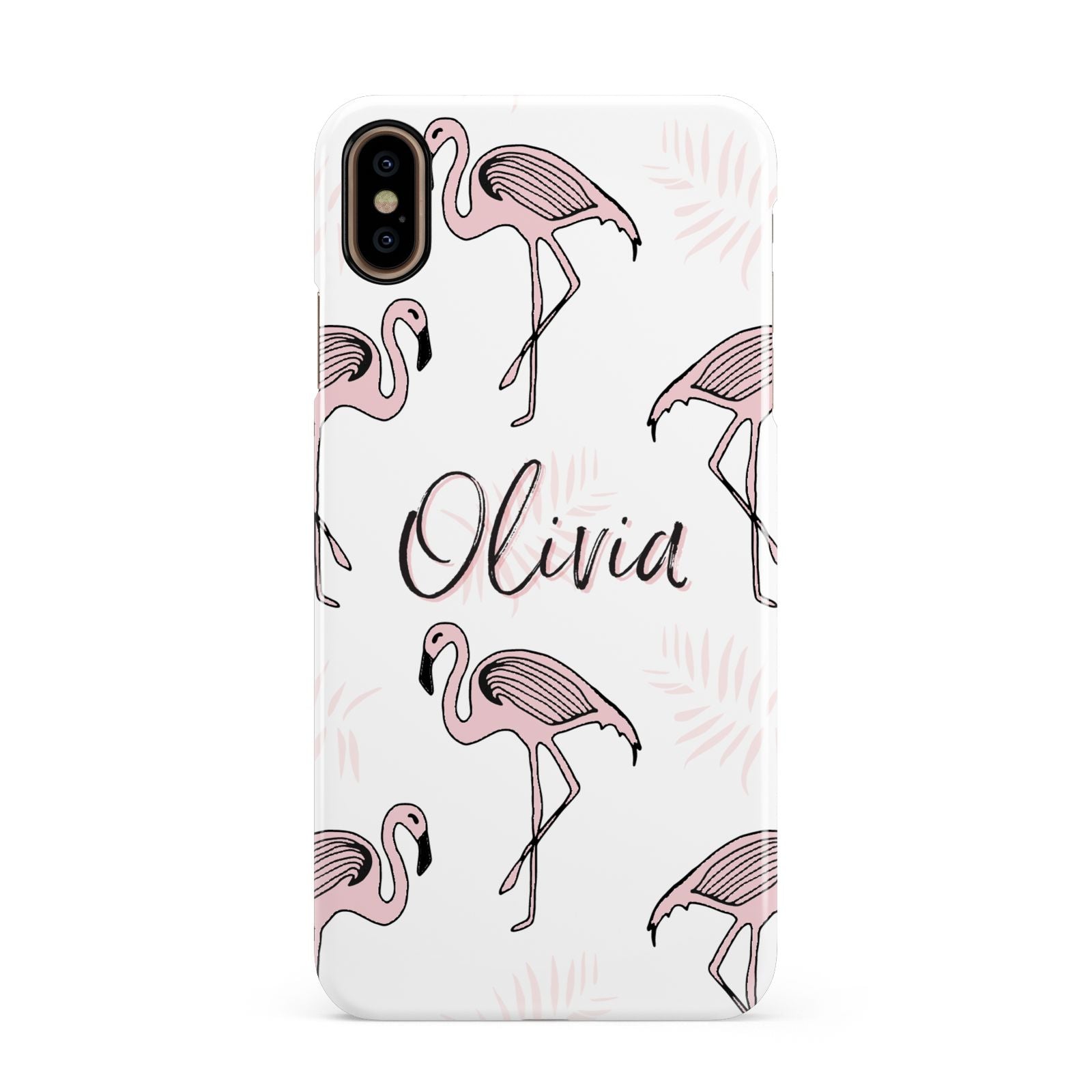 Personalised Cute Pink Flamingo Apple iPhone Xs Max 3D Snap Case