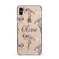 Personalised Cute Pink Flamingo Apple iPhone Xs Max Impact Case Black Edge on Gold Phone