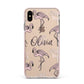 Personalised Cute Pink Flamingo Apple iPhone Xs Max Impact Case Pink Edge on Gold Phone
