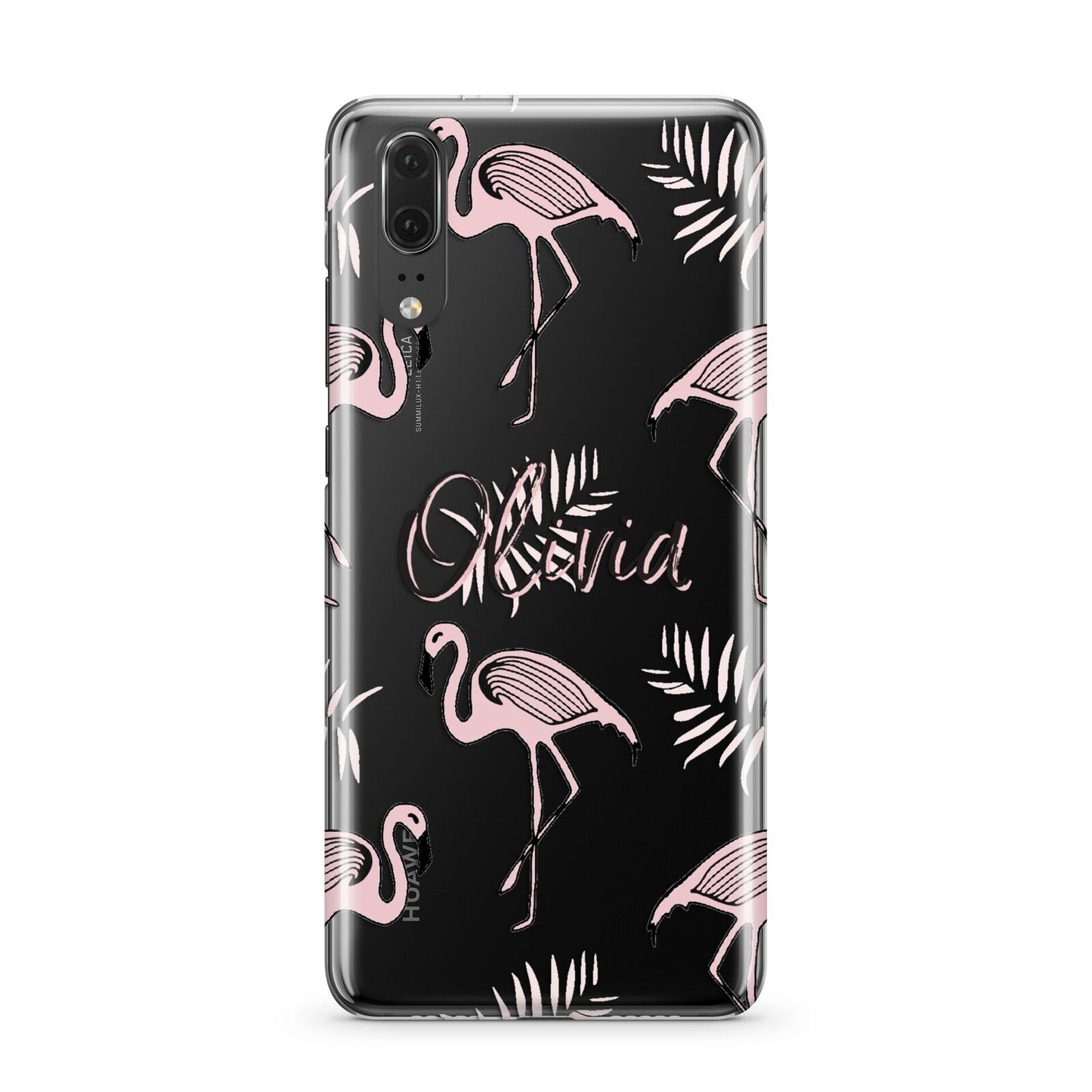 Personalised Cute Pink Flamingo Huawei P20 Phone Case