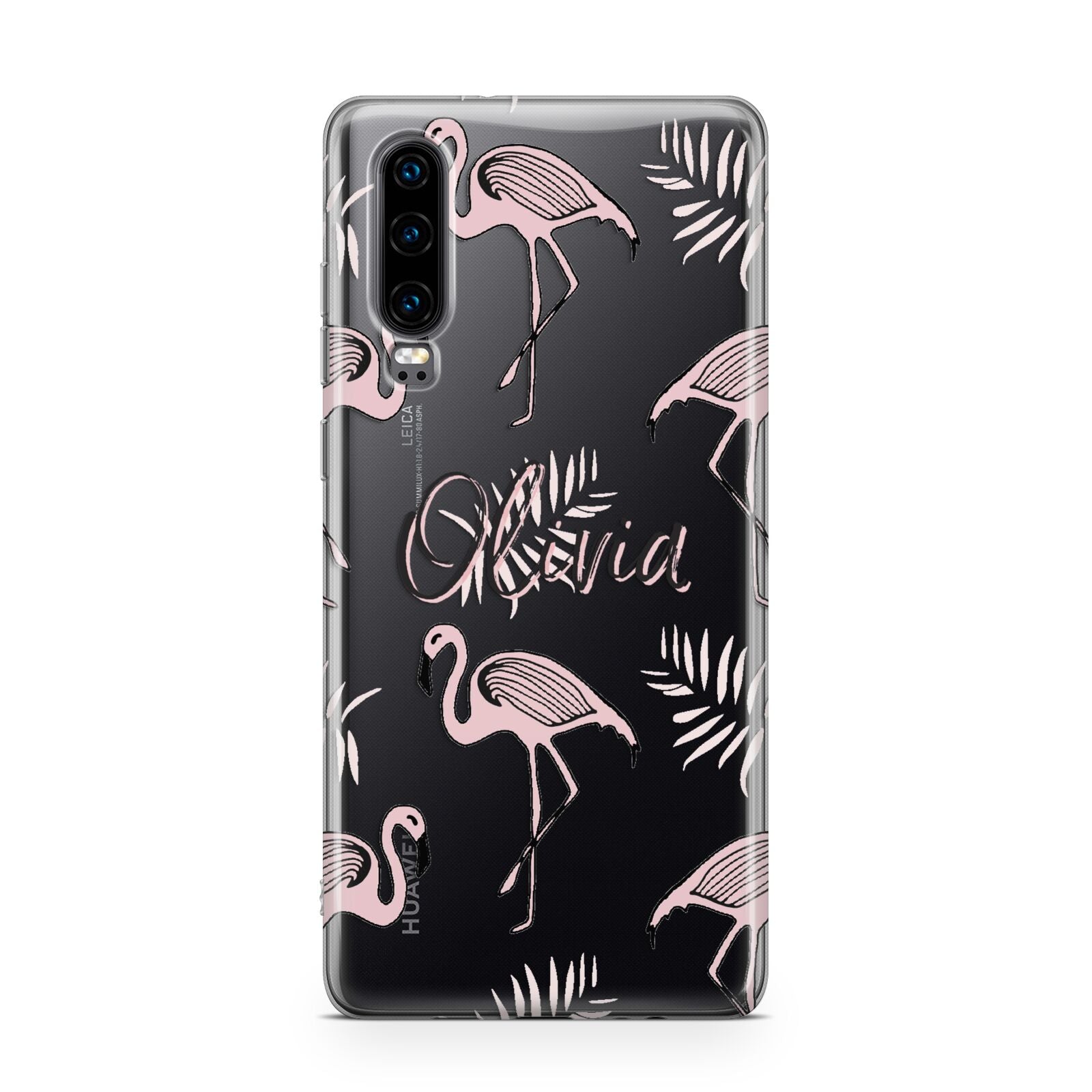 Personalised Cute Pink Flamingo Huawei P30 Phone Case
