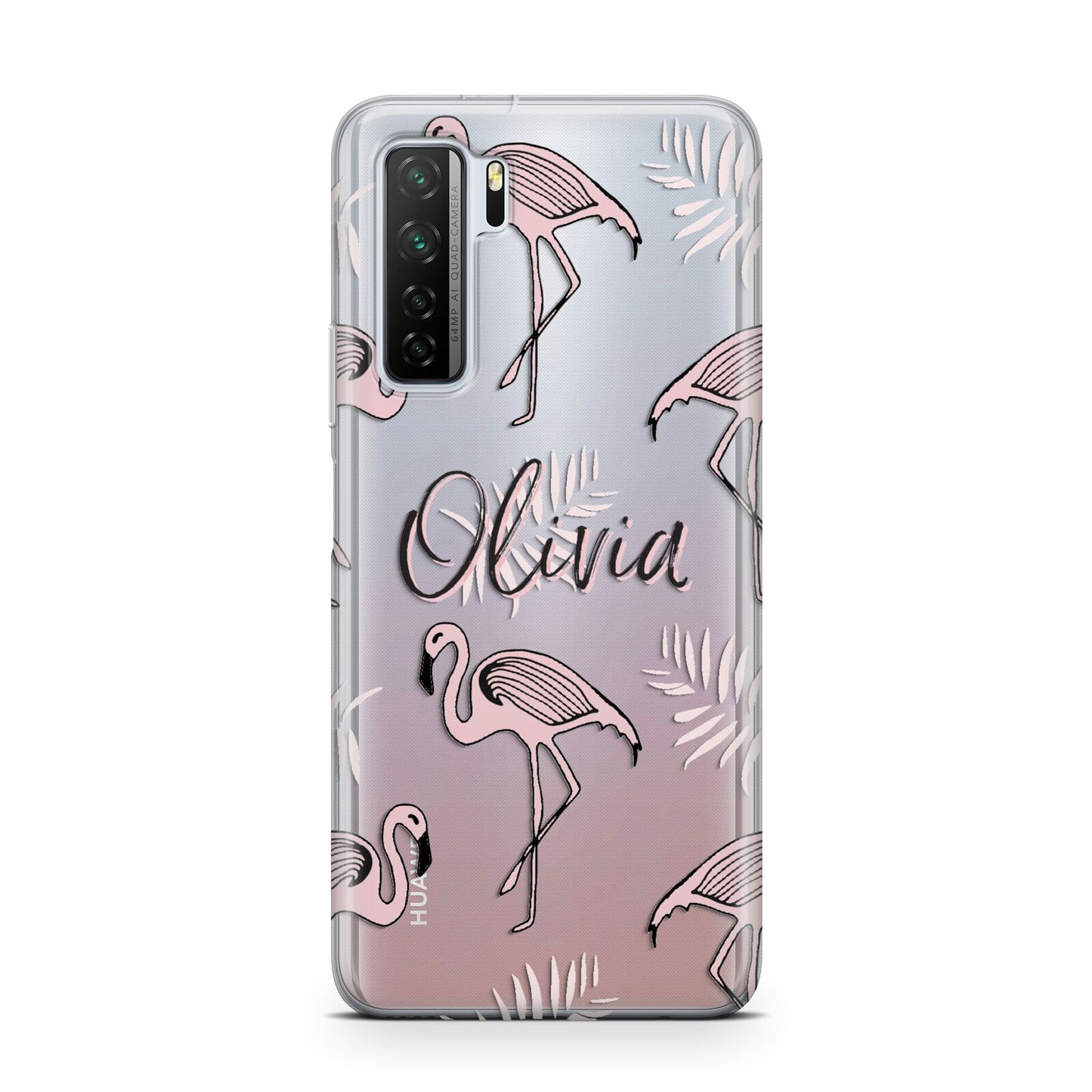 Personalised Cute Pink Flamingo Huawei P40 Lite 5G Phone Case