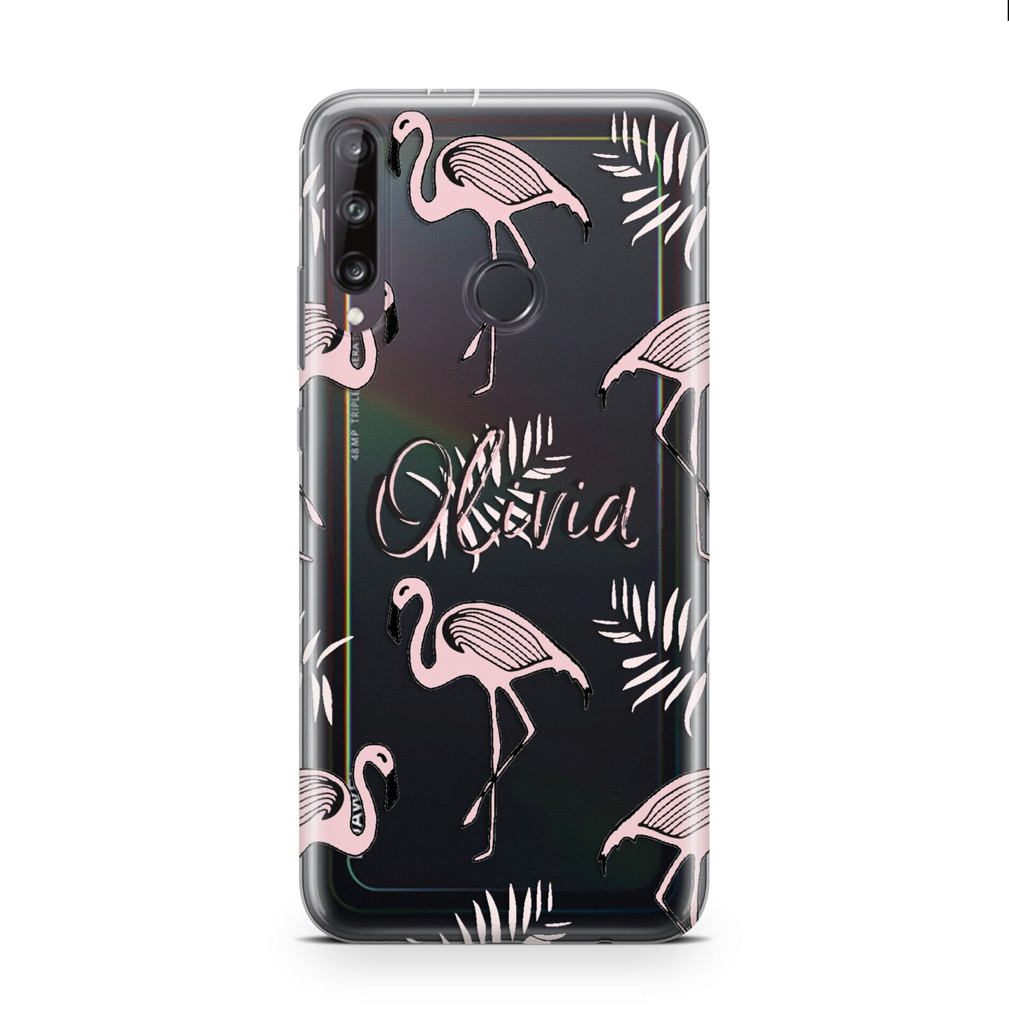 Personalised Cute Pink Flamingo Huawei P40 Lite E Phone Case