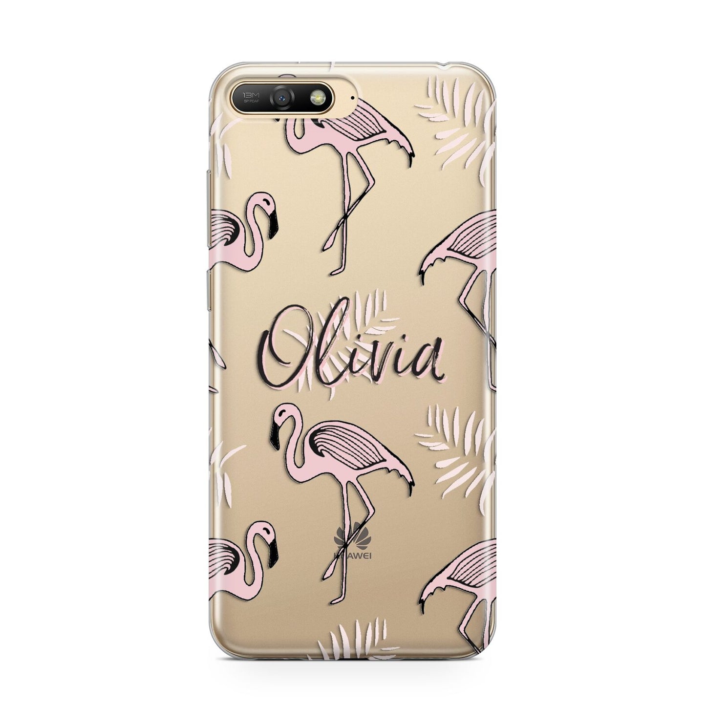 Personalised Cute Pink Flamingo Huawei Y6 2018