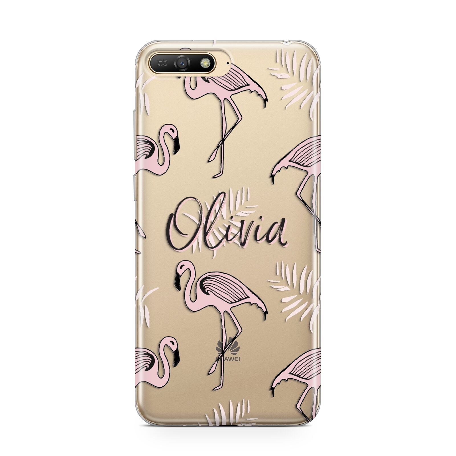 Personalised Cute Pink Flamingo Huawei Y6 2018