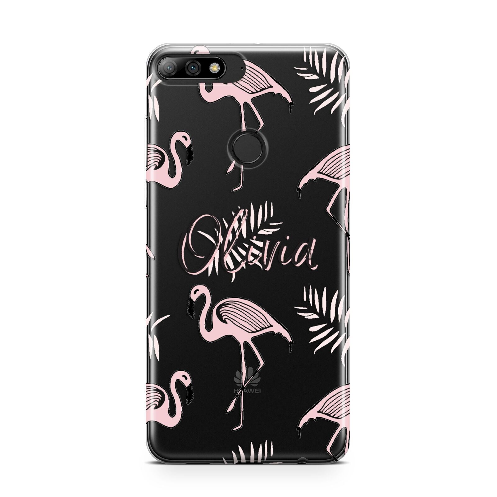Personalised Cute Pink Flamingo Huawei Y7 2018