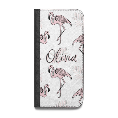 Personalised Cute Pink Flamingo Vegan Leather Flip Samsung Case