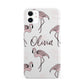 Personalised Cute Pink Flamingo iPhone 11 3D Snap Case