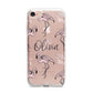 Personalised Cute Pink Flamingo iPhone 7 Bumper Case on Rose Gold iPhone
