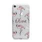 Personalised Cute Pink Flamingo iPhone 7 Bumper Case on Silver iPhone