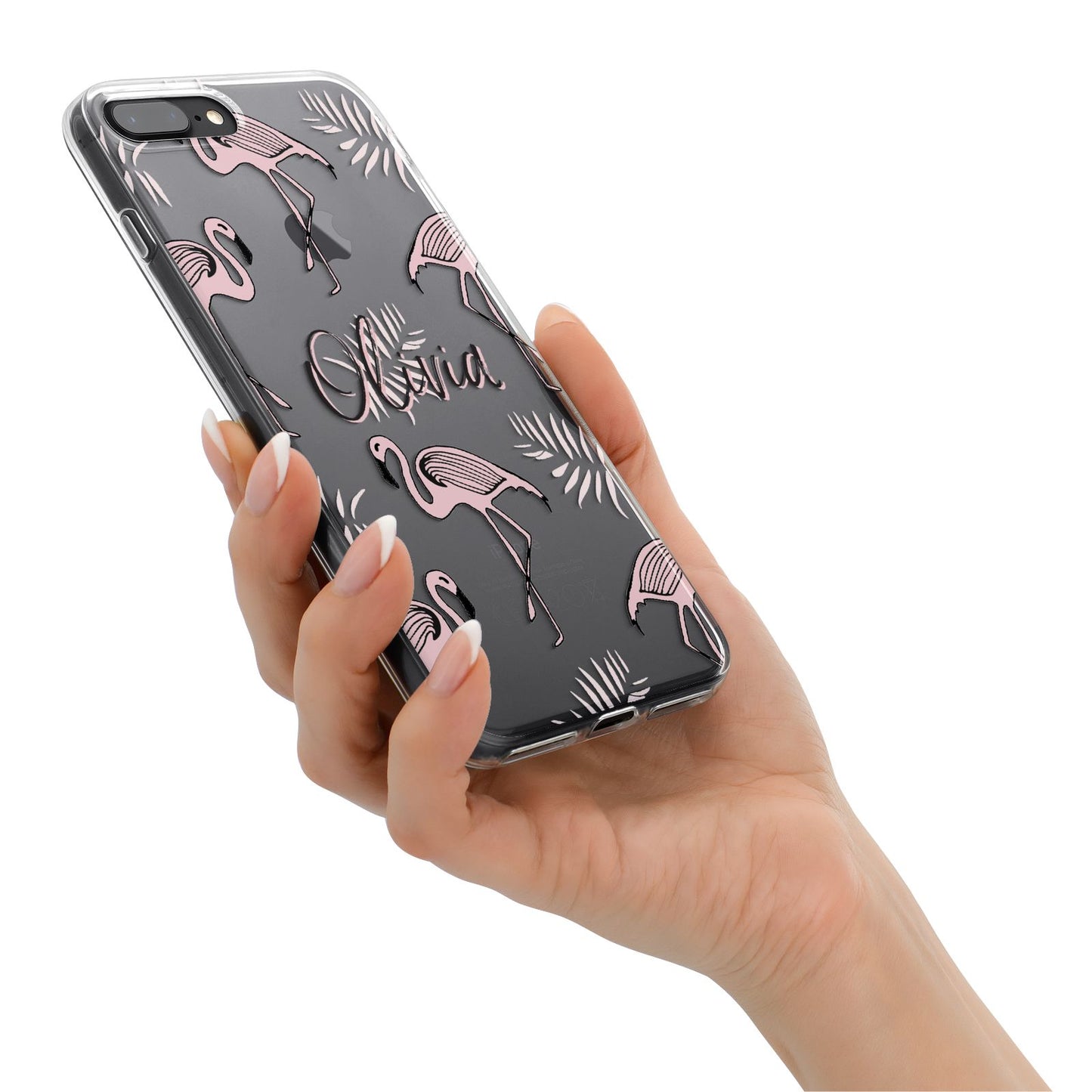 Personalised Cute Pink Flamingo iPhone 7 Plus Bumper Case on Black iPhone Alternative Image