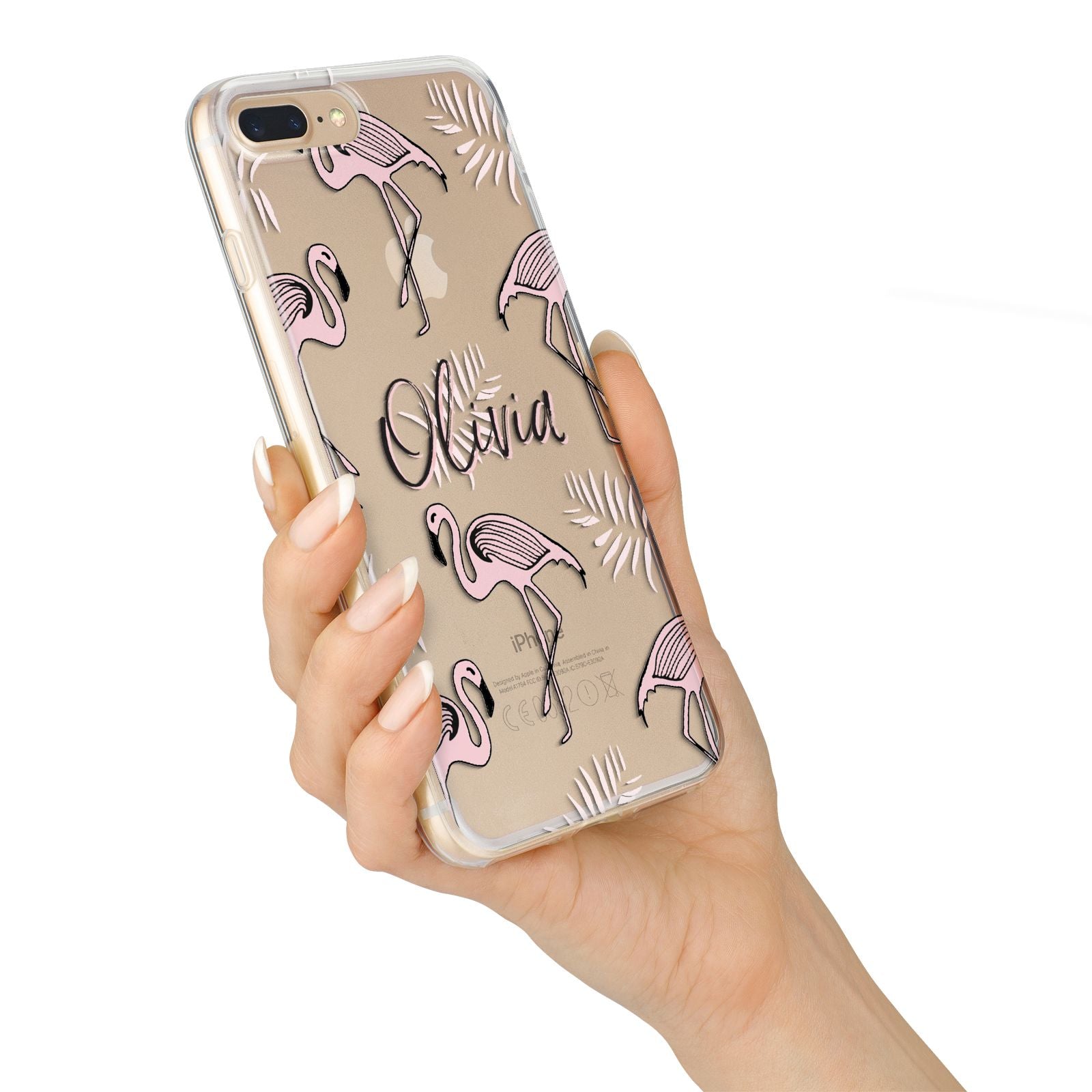 Personalised Cute Pink Flamingo iPhone 7 Plus Bumper Case on Gold iPhone Alternative Image