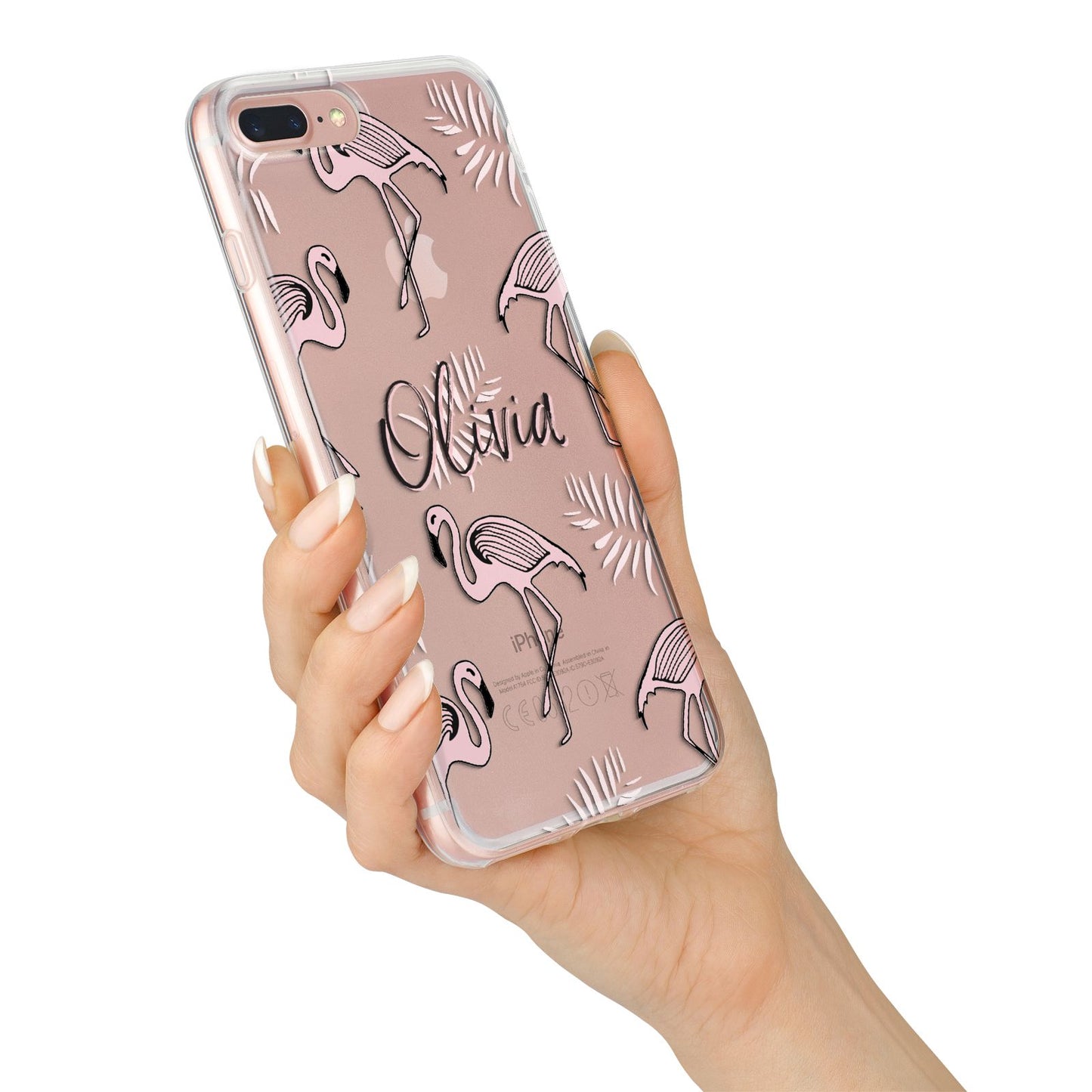 Personalised Cute Pink Flamingo iPhone 7 Plus Bumper Case on Rose Gold iPhone Alternative Image