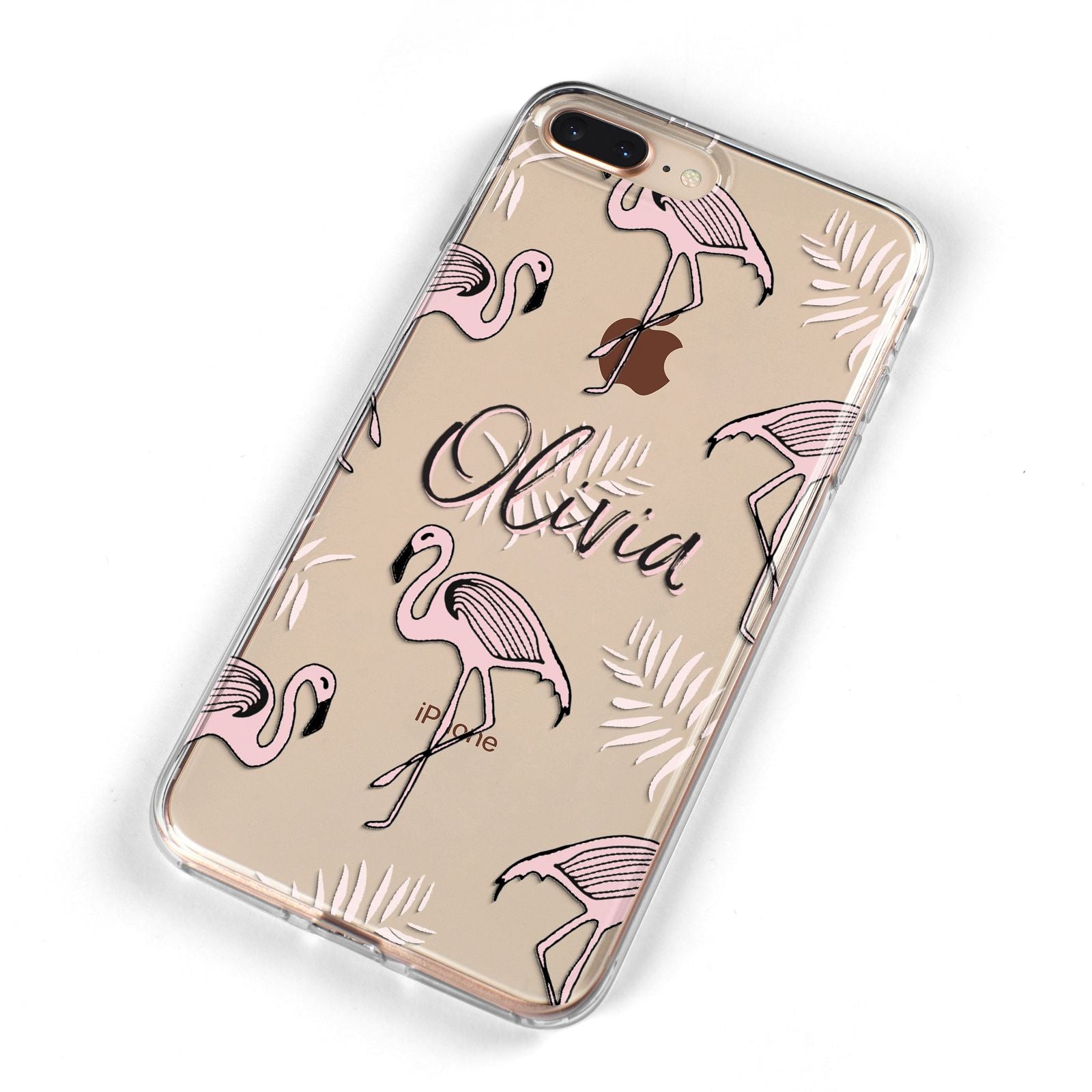 Personalised Cute Pink Flamingo iPhone 8 Plus Bumper Case on Gold iPhone Alternative Image