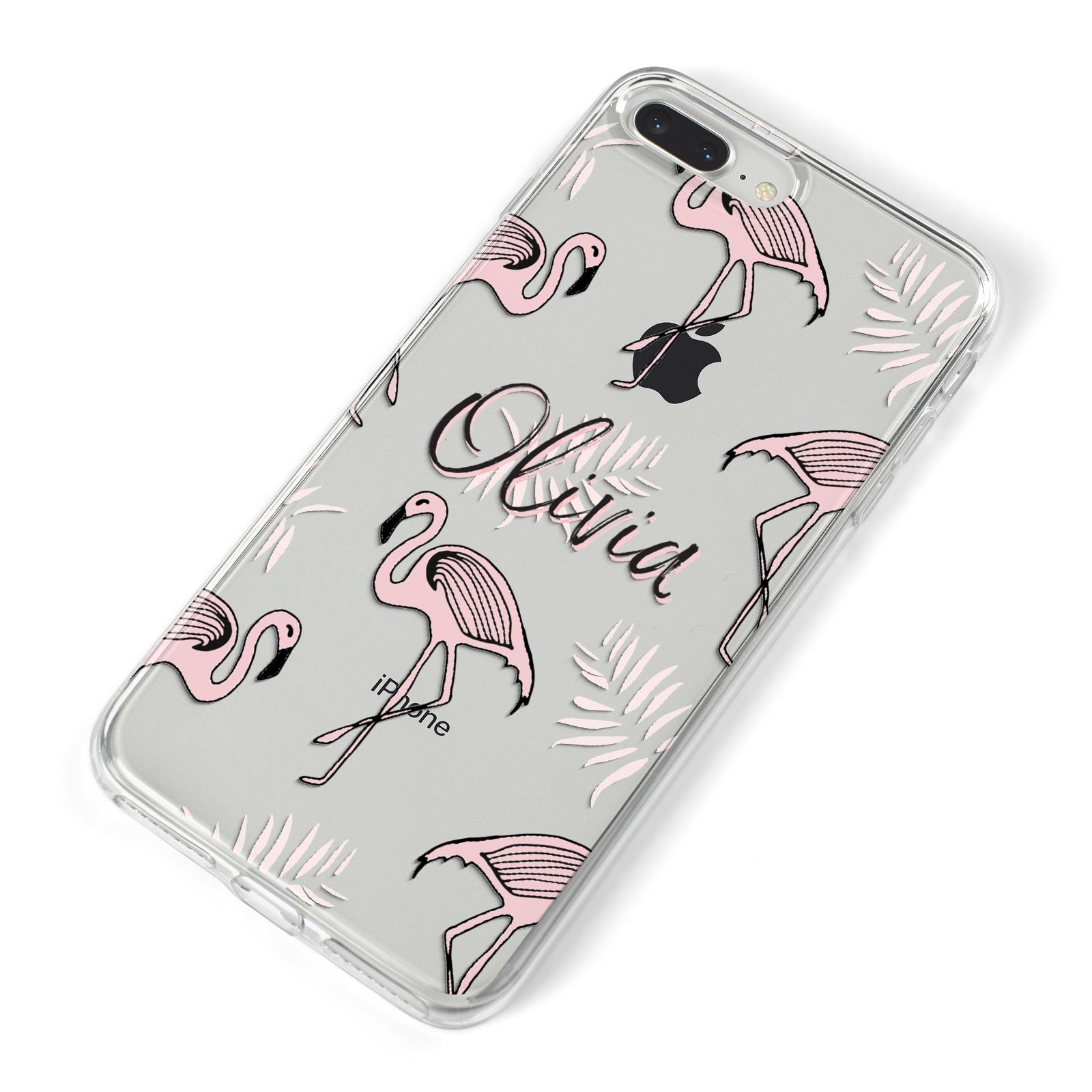 Personalised Cute Pink Flamingo iPhone 8 Plus Bumper Case on Silver iPhone Alternative Image