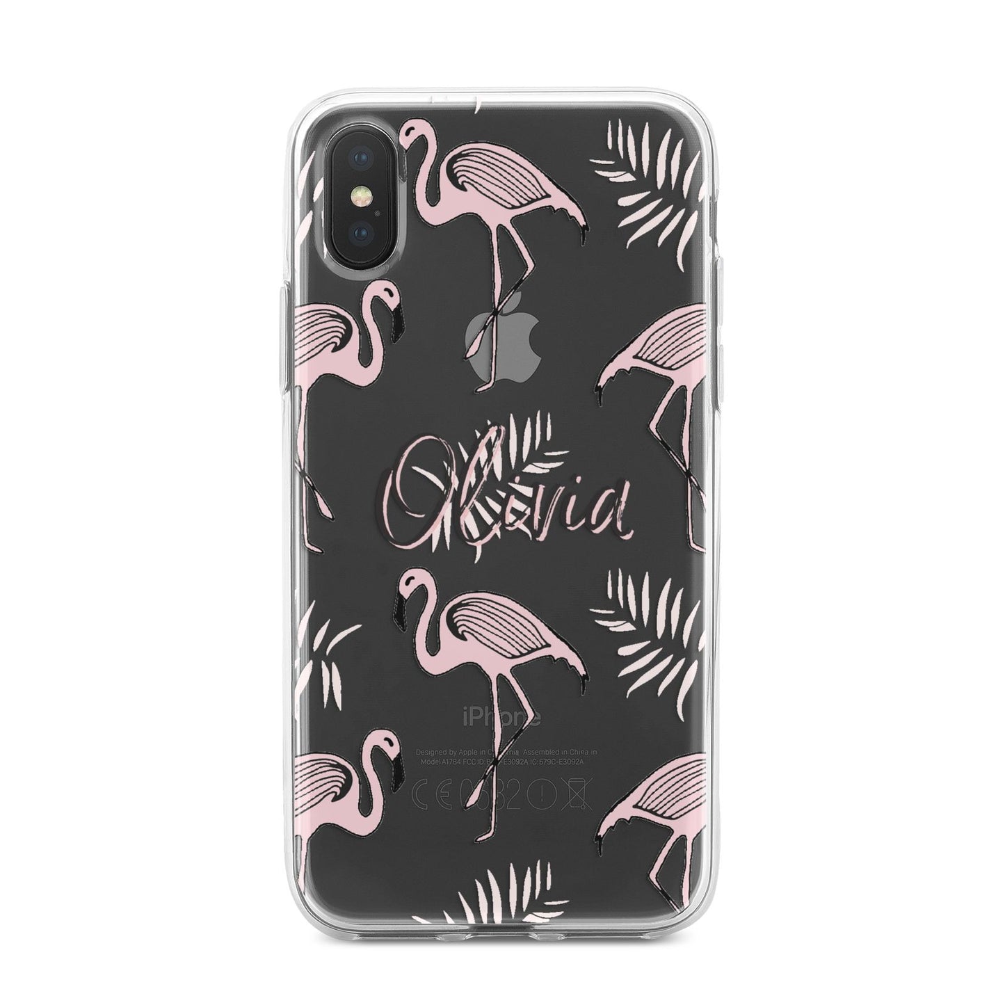 Personalised Cute Pink Flamingo iPhone X Bumper Case on Black iPhone Alternative Image 1
