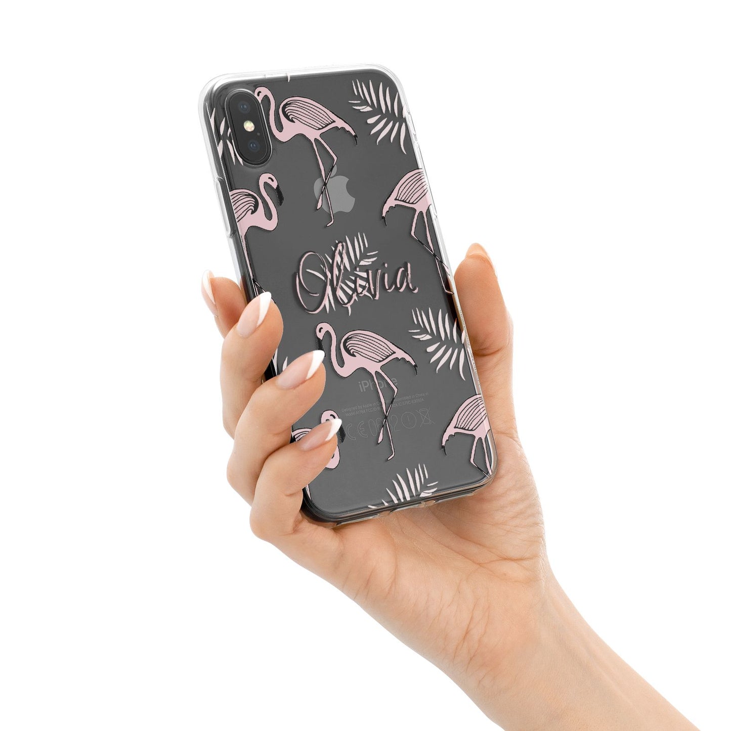 Personalised Cute Pink Flamingo iPhone X Bumper Case on Black iPhone Alternative Image 2