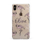 Personalised Cute Pink Flamingo iPhone XS Max 2D Snap Case on Gold Phone