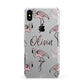 Personalised Cute Pink Flamingo iPhone XS Max 2D Snap Case on Silver Phone