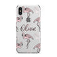 Personalised Cute Pink Flamingo iPhone Xs 2D Snap on Silver Phone