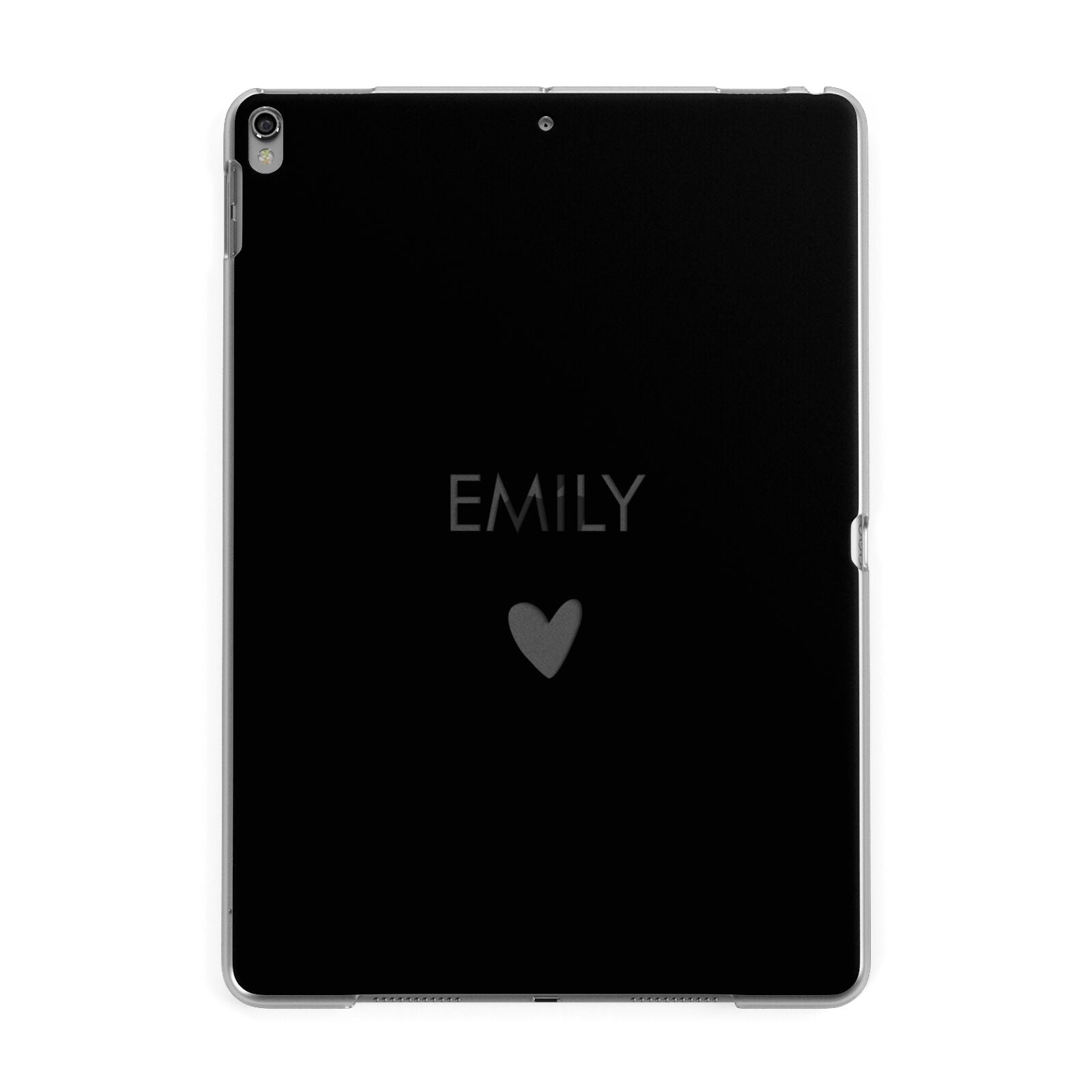 Personalised Cutout Name Heart Clear Black Apple iPad Grey Case