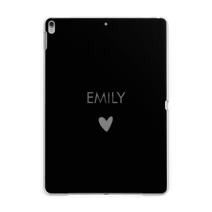 Personalised Cutout Name Heart Clear Black Apple iPad Silver Case