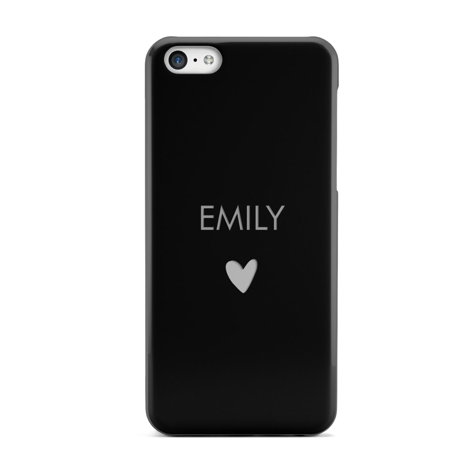 Personalised Cutout Name Heart Clear Black Apple iPhone 5c Case