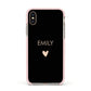 Personalised Cutout Name Heart Clear Black Apple iPhone Xs Impact Case Pink Edge on Gold Phone