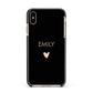 Personalised Cutout Name Heart Clear Black Apple iPhone Xs Max Impact Case Black Edge on Gold Phone