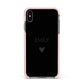 Personalised Cutout Name Heart Clear Black Apple iPhone Xs Max Impact Case Pink Edge on Black Phone