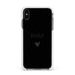 Personalised Cutout Name Heart Clear Black Apple iPhone Xs Max Impact Case White Edge on Black Phone