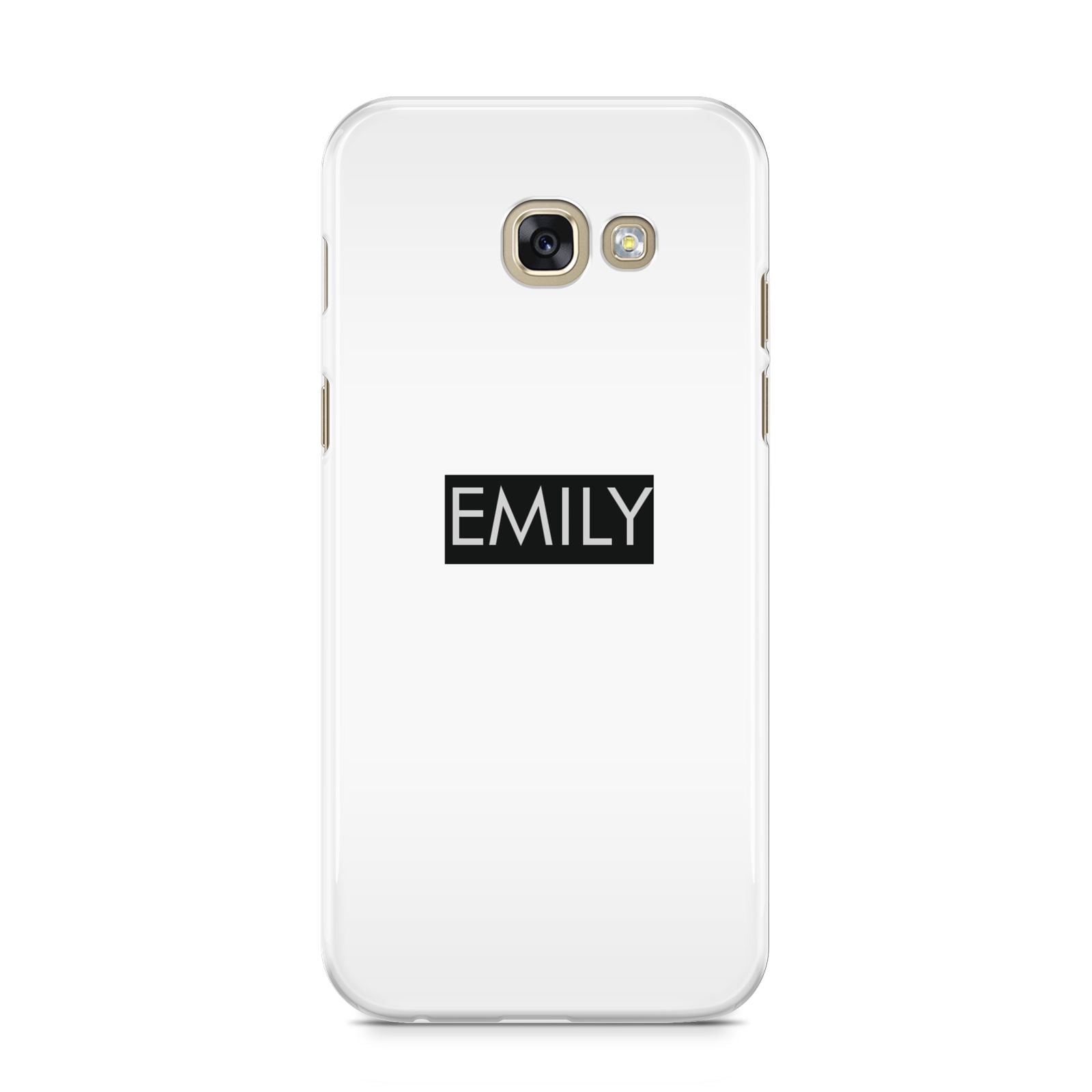 Personalised Cutout Name Heart Clear Black Samsung Galaxy A5 2017 Case on gold phone