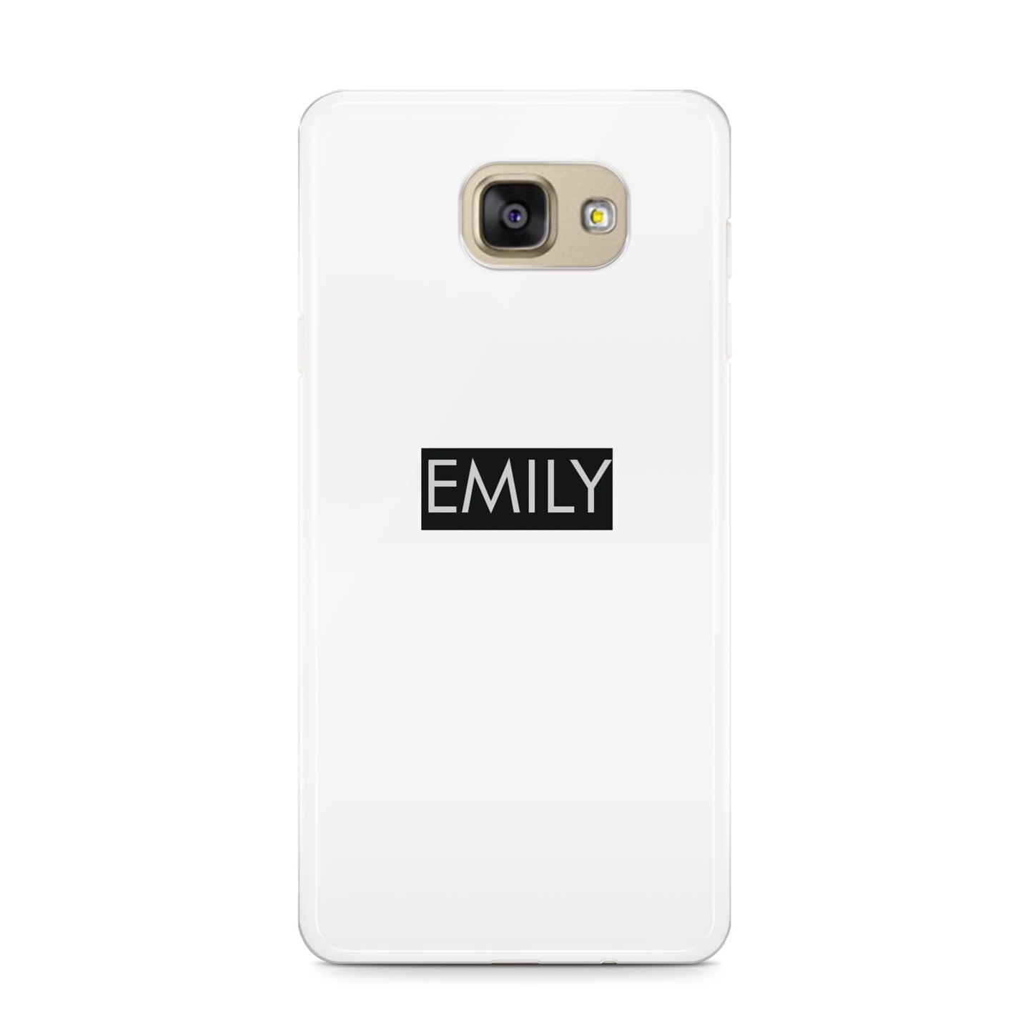 Personalised Cutout Name Heart Clear Black Samsung Galaxy A9 2016 Case on gold phone