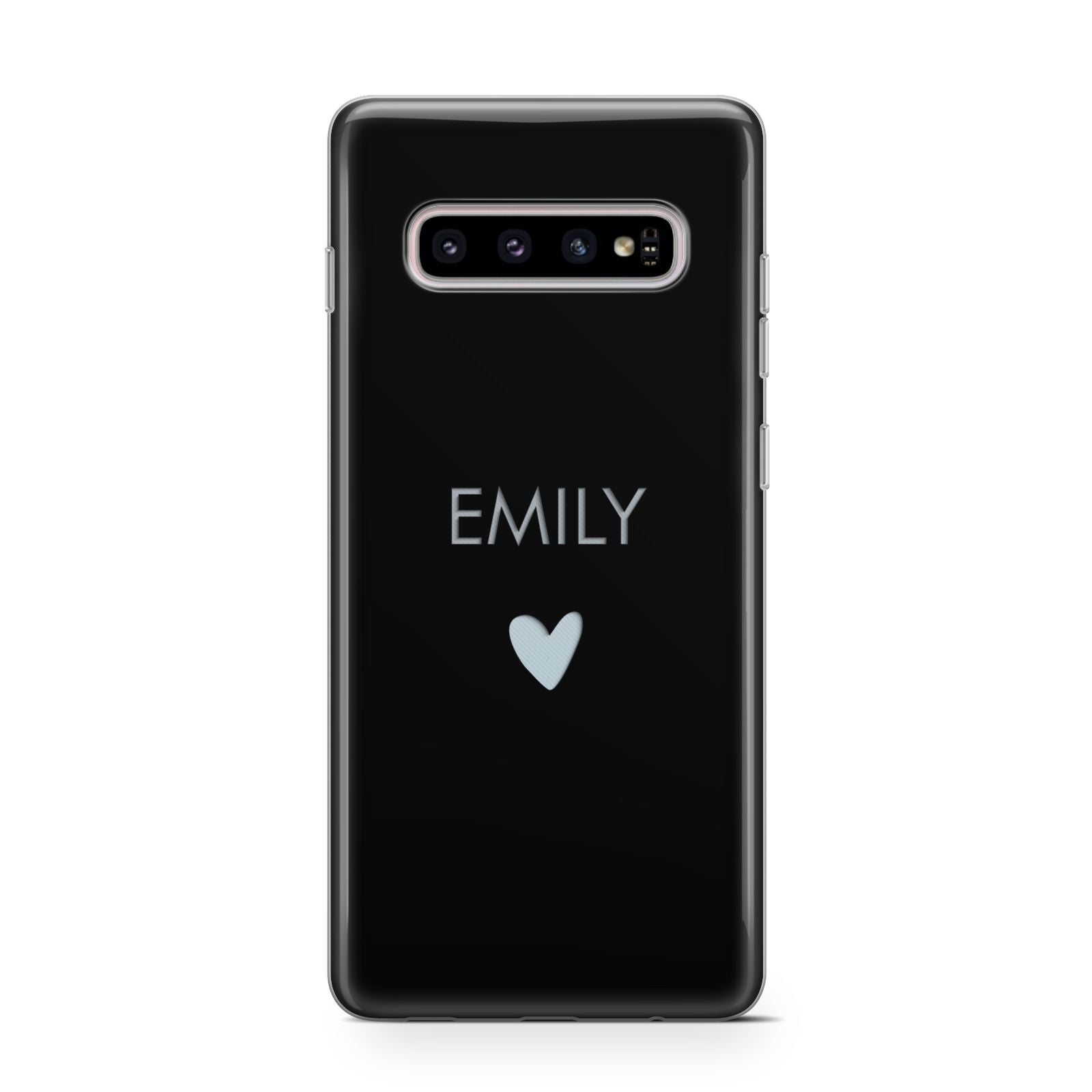 Personalised Cutout Name Heart Clear Black Samsung Galaxy S10 Case
