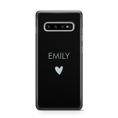 Personalised Cutout Name Heart Clear Black Samsung Galaxy S10 Case