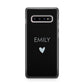 Personalised Cutout Name Heart Clear Black Samsung Galaxy S10 Plus Case