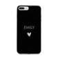Personalised Cutout Name Heart Clear Black iPhone 7 Plus Bumper Case on Silver iPhone