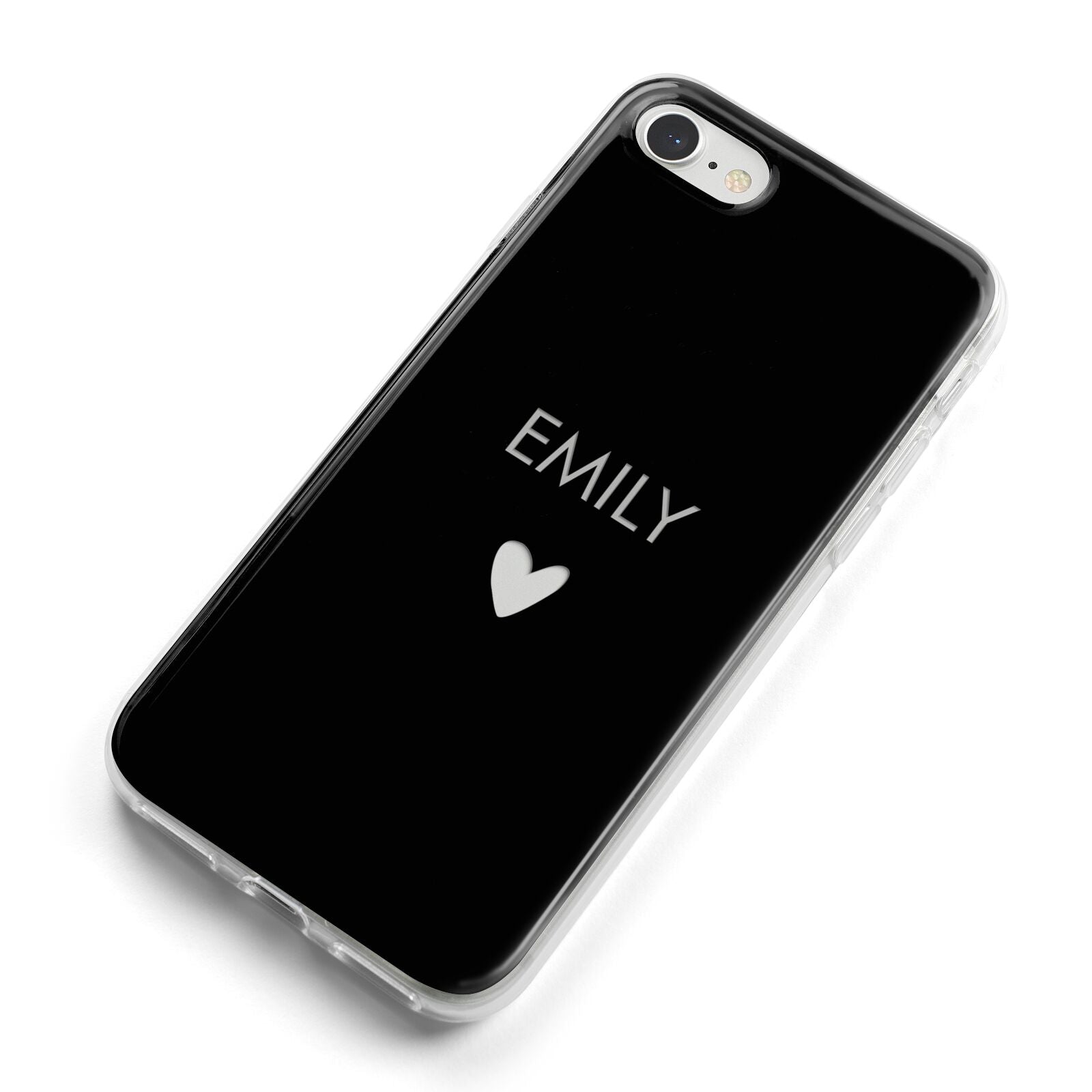 Personalised Cutout Name Heart Clear Black iPhone 8 Bumper Case on Silver iPhone Alternative Image