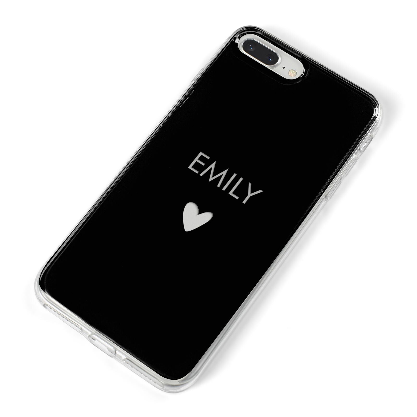 Personalised Cutout Name Heart Clear Black iPhone 8 Plus Bumper Case on Silver iPhone Alternative Image