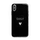 Personalised Cutout Name Heart Clear Black iPhone X Bumper Case on Silver iPhone Alternative Image 1