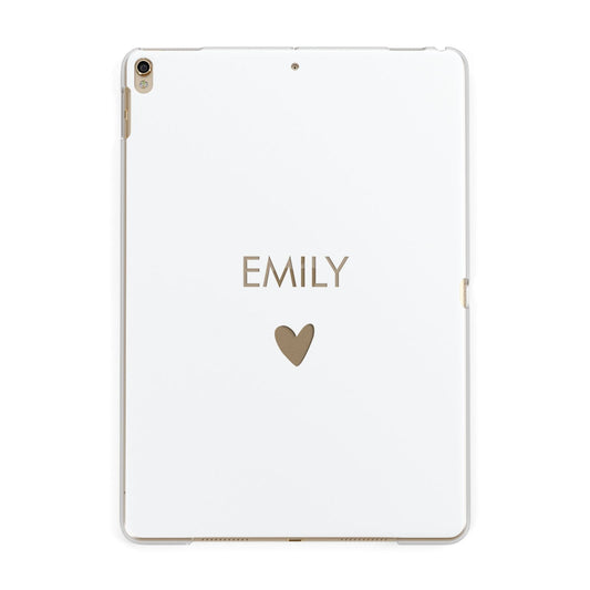 Personalised Cutout Name Heart Clear White Apple iPad Gold Case
