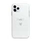 Personalised Cutout Name Heart Clear White Apple iPhone 11 Pro in Silver with Bumper Case