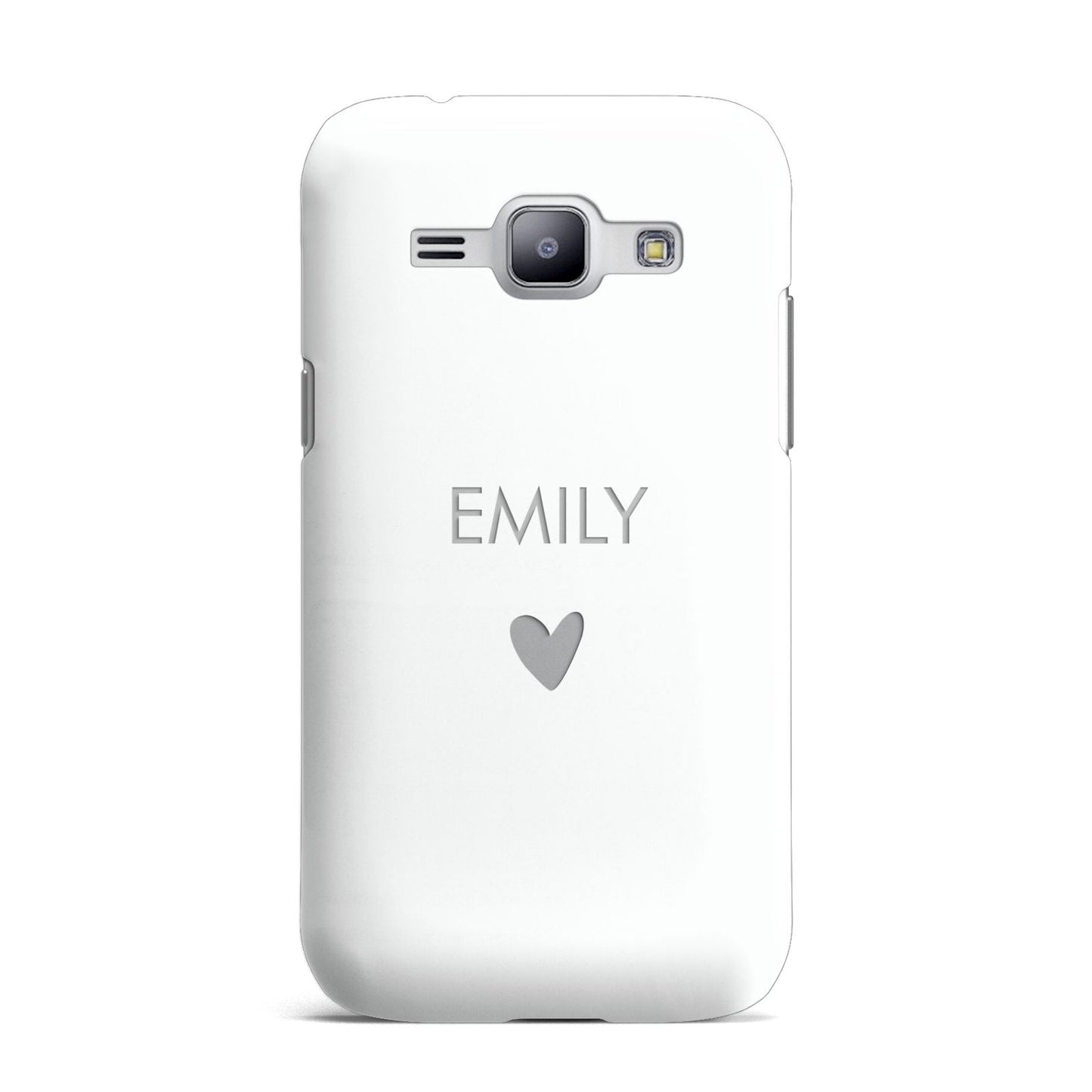 Personalised Cutout Name Heart Clear White Samsung Galaxy J1 2015 Case