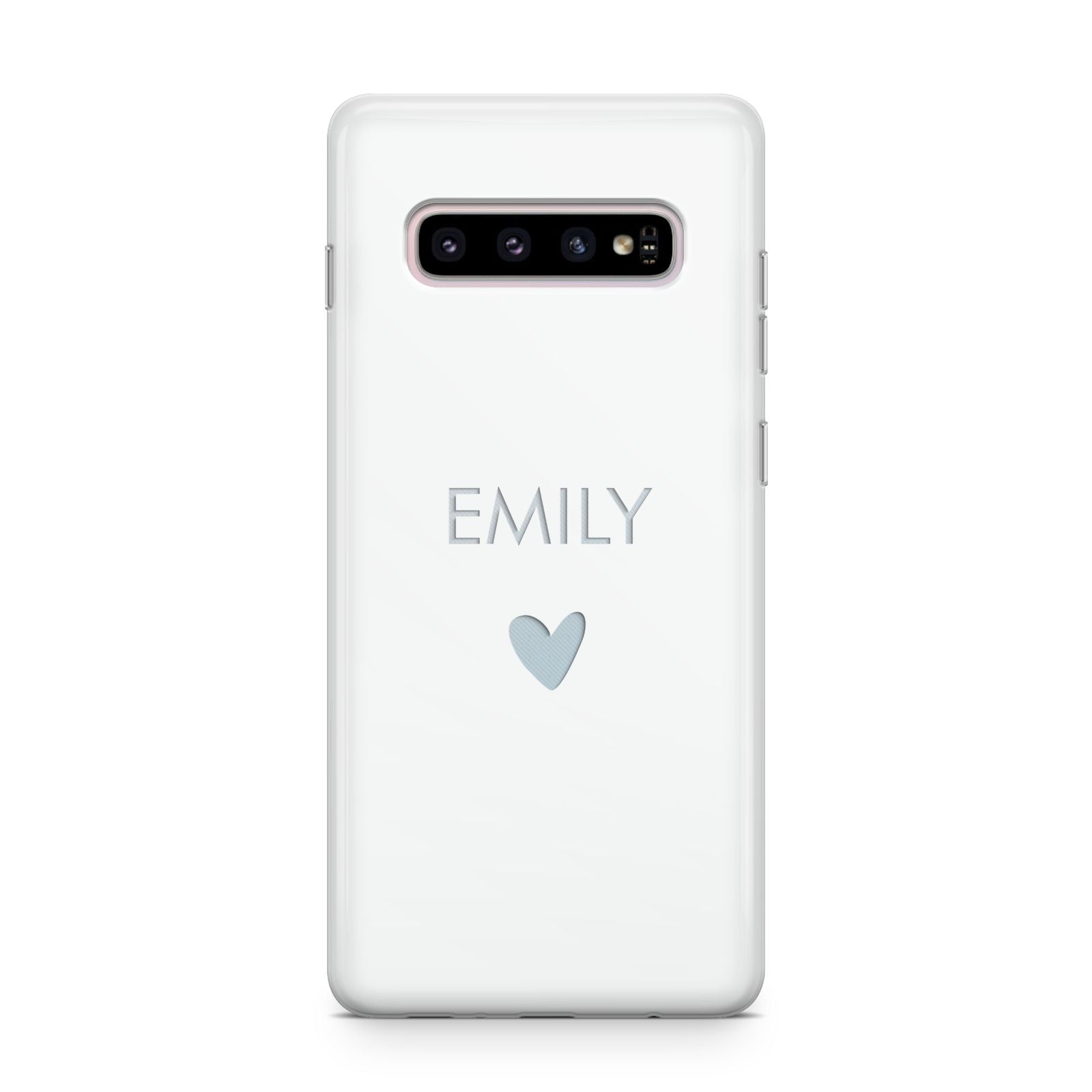 Personalised Cutout Name Heart Clear White Samsung Galaxy S10 Plus Case