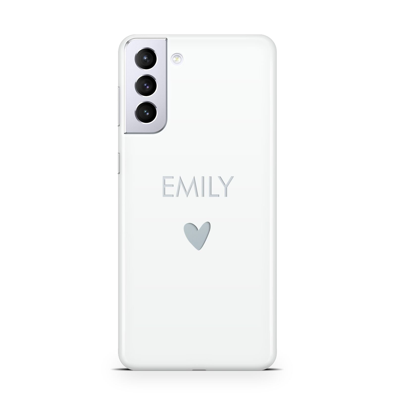 Personalised Cutout Name Heart Clear White Samsung S21 Plus Phone Case
