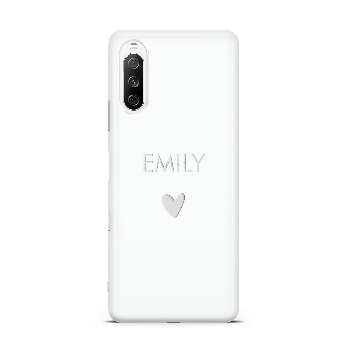 Personalised Cutout Name Heart Clear White Sony Xperia 10 III Case